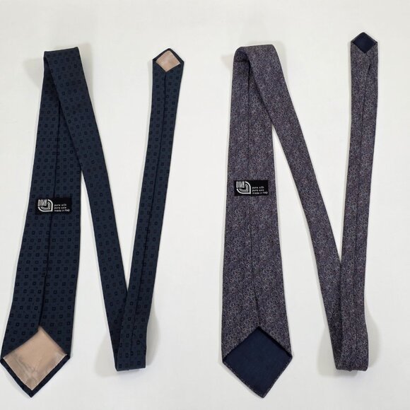 Diva Pure Silk Tie Lot of 2 Italy AOP Geo Tiny Paisley Preppy W3 L56.5-58 Inches - Picture 11 of 13